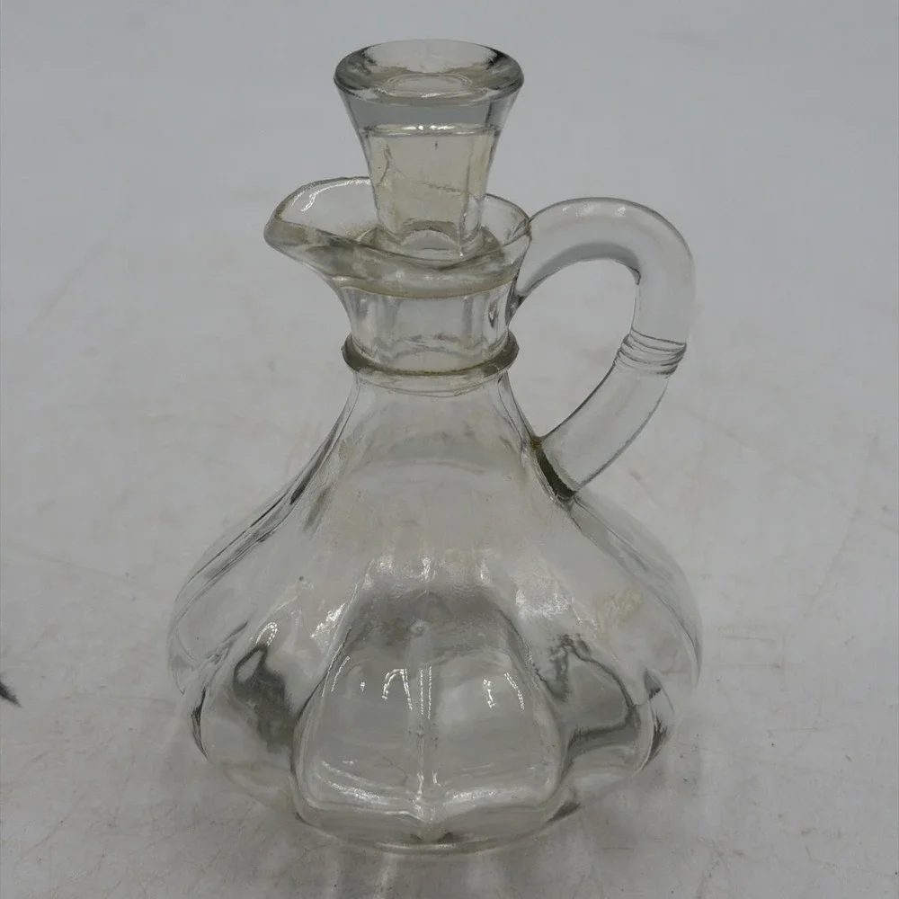 Vintage 1950's Anchor Hocking Cruet Oil Dressing Pressed Glass C Stopper